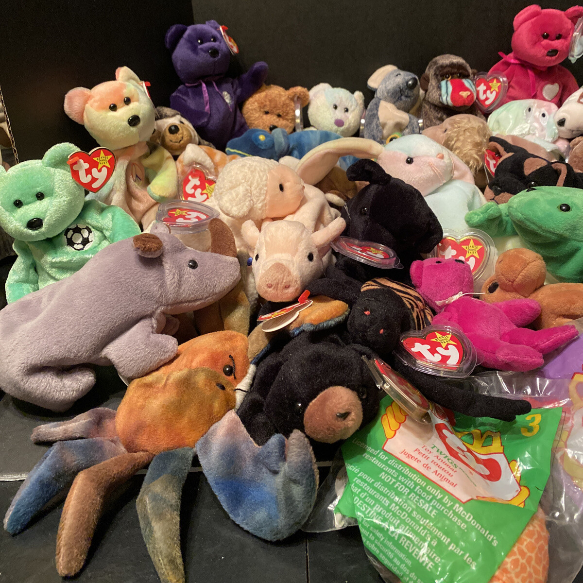 42 TY BEANIE BABIES 1990s Hang Tags COLLECTION LOT Curly Diana