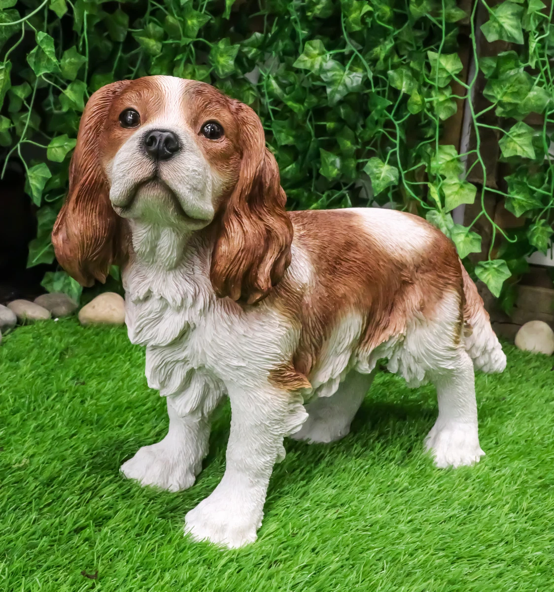 Large Realistic Adorable Cavalier King Charles Spaniel Dog Statue 16