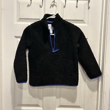 Amazon Essentials Boys Size Small 6-7 Fleece Pull Over Jacket Black 1/4 zip Soft