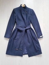 Ted Baker Ellgenc Charcoal Dark Grey Wool Wrap Coat Size 2 Uk 10 Cashmere Belted