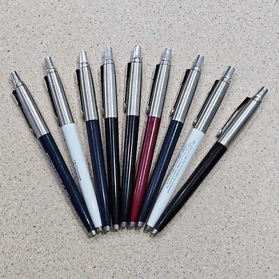 9 Vintage Parker Jotter 1980s Colored Ballpoint Pens Plastic
