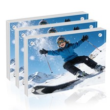 4 6 Acrylic Photo Frames 3 Pack,10mm 10mm Thick Magnetic Double Sided Free-St...