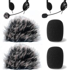 PAGOW 4 Pcs Mini Foam Microphone Windscreens Furry Cover, High Density Mic Hea