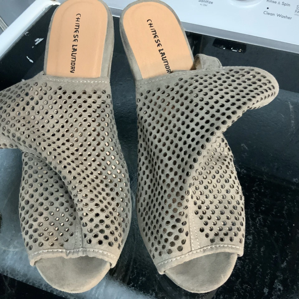 Sandalias chinas de plataforma de cuña cómodas marrones con zapatos de lavandería para mujer talla 12M Foto 4 de 4