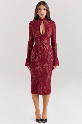 HOUSE OF CB 'Pierette' Berry Lace Midi Dress /Size L-US 8-10/QA6586 | eBay HOUSE OF CB 'Pierette' Berry Lace Midi Dress /Size L-US 8-10/QA6586 | eBay