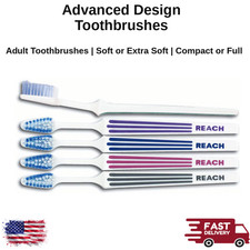 Adult Toothbrush Tapered Head Bi-Level Bristles w/ Rubber Ridged Handle Up to 72