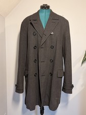 Banana Republic Gray Long Overcoat Men's L Button Lined Notch Collar Pockets