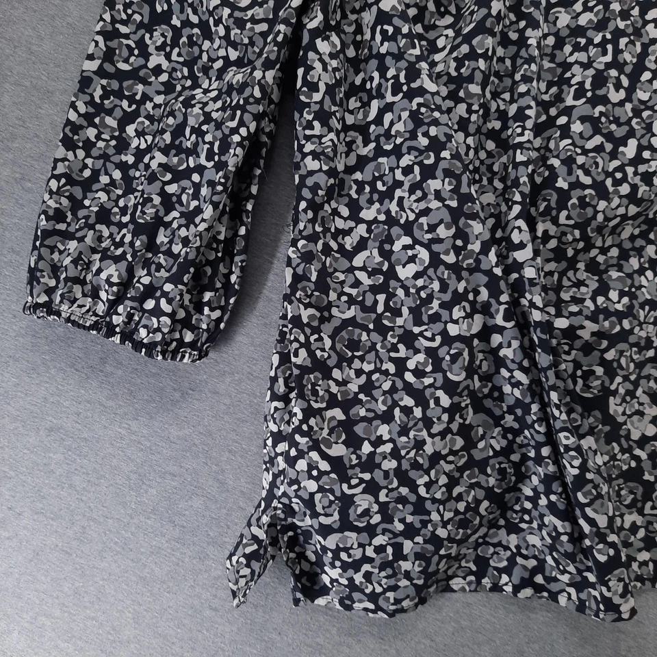 Talbots Plus Shirt Womens 1X Black Gray Animal Print Peasant Blouse 3/4 Sleeve - Image 4 of 4