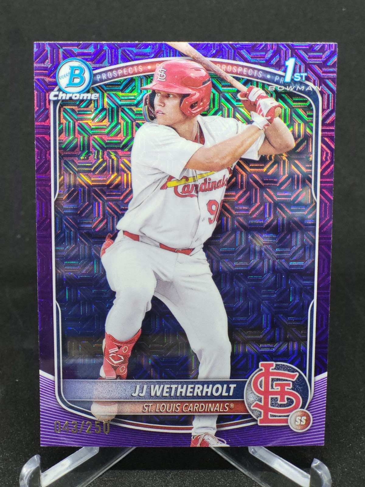 JJ Wetherholt 2025 Bowman 1st Chrome Prospects Purple /250 Mega Mojo Refractor