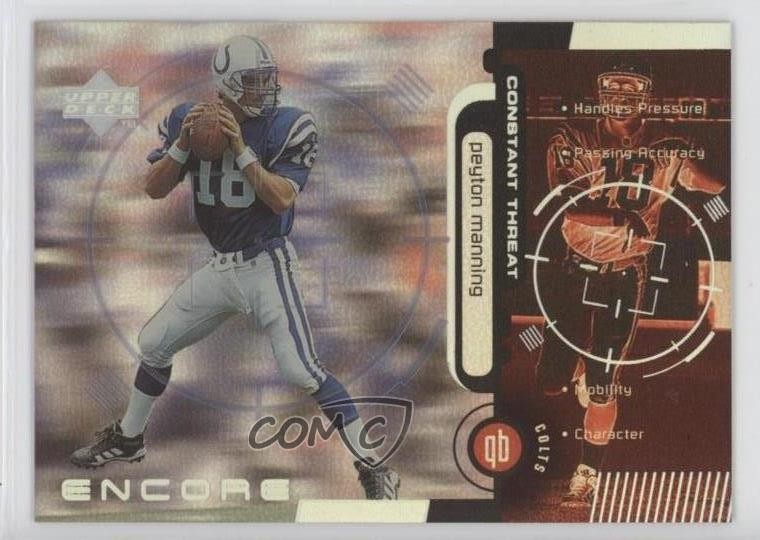 1998 Upper Deck Encore Constant Threat Peyton Manning #CT2 Rookie RC HOF 5f2