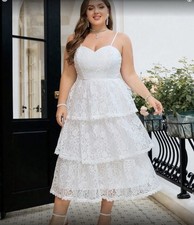 Simplee Women Plus Size Tiered Ruffle Hem Cami Dress