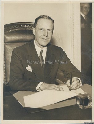 1933 Formal Wear White Collar Worker Sitting At Table Historic Vintage Photo 6x8