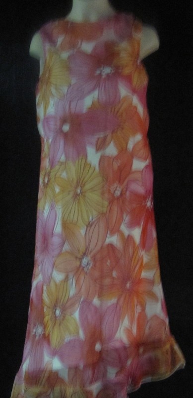 Amy Byer Sleeveless White Dress with Pink and Orange Flowers Size 14