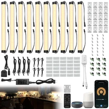 Under Cabinet Lights Kit, Dimmable Strip Lighting Fixtures, 24V Plug in Linka...