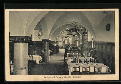 Stuttgart, Ansichtskarte, Restaurant Schwabenbräu, Friedrich-Str. 35 1917 