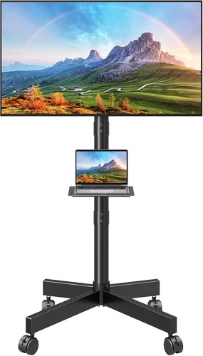 ELIVED Mobiler TV-Ständer auf Rollen, für 26-65 Zoll Fernseher, höhenverstellbar & neigbar R