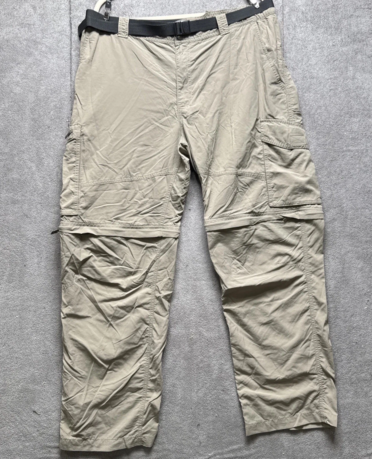 Columbia Omni-Shade Zip Off Cargo Pants 36x29 Belted Hiking Outdoor Khaki