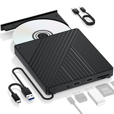 Ultra-Portable 5-in-1 External Blu-ray Drive: USB 3.0  USB-C DVD/CD Burner, ...