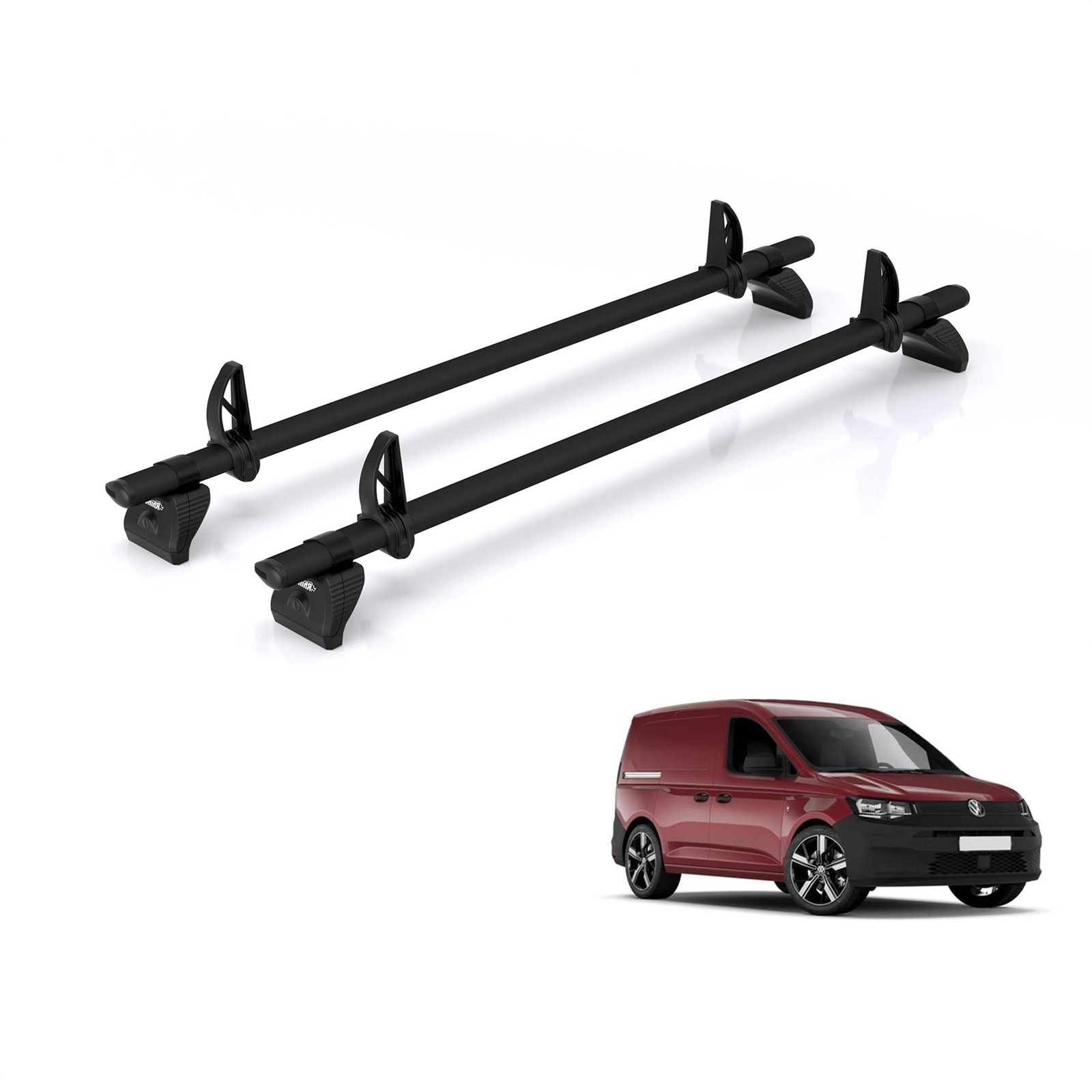 VW Caddy Roof Rack for 2020+ 2x Roof Bars Rhino Kammbar Black