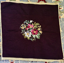 Vintage Completed Floral Needlepoint Canvas White Rose Blossom Cluster