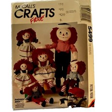 McCALL S CRAFTS 5499 Raggedy Ann Andy 10 -25 Dolls with Clothes Pattern UNCUT