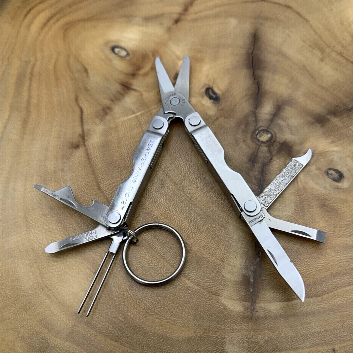 1 Leatherman Micra Stainless Mini Multitool Knife, Stainless Dated 08/96