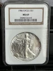 1986 AMERICAN SILVER EAGLE NGC MS69