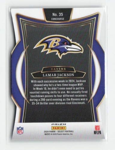 2024 Panini Select Silver Prizm Lamar Jackson Baltimore Ravens #35 - Picture 2 of 2