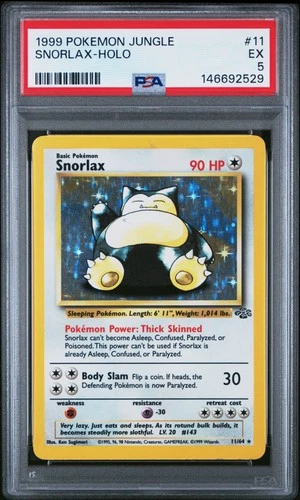 1999 POKEMON JUNGLE #11 SNORLAX-HOLO PSA 5
