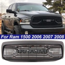 Front Grille For 2006-2008 Dodge Ram 1500 Big Horn Style Matte Black Wletters Front Grille For 2006-2008 Dodge Ram 1500 Big Horn Style Matte Black Wletters