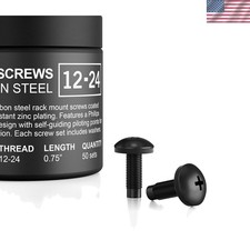 Carbon Steel 12/24 Rack Screws with Nylon Washers - 50 Piece Set