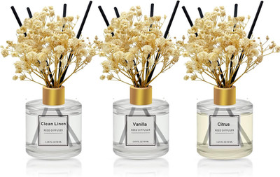Reed Diffuser Set of 3 Pack,Scented Oil Diffuser with 4 Sticks,Reed Diffusers fo