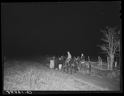 People leaving play party in McIntosh County, Oklahoma. See general caption 26