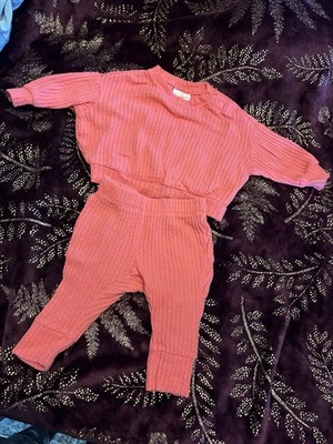 Cat & Jack Pink Knit Sweater & Pants Set 0-3M Long Sleeve Baby Outfit