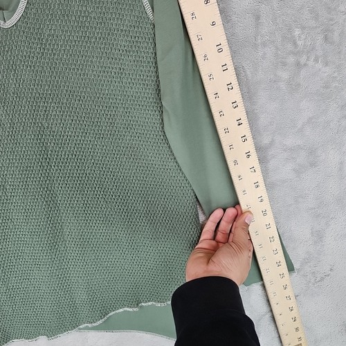Soft Surroundings Top Womens Size L Green Waffle Knit Asymmetrical Rayon Stretch - Picture 7 of 8
