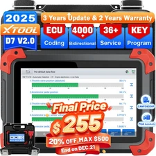 2025 XTOOL D7 V2.0 Full System Diagnostic Bidirectional Scanner Key Programming