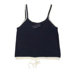 American Eagle Outfitters Navy White Crochet Sweater Knit Tank Top M