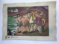 Giorgio de Chirico COA quadro artistico disegno originale vintage