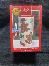 Lenox Gingerbread Man Ceramic Heat Changing Hot Cold Travel Mug MACY’S Holiday