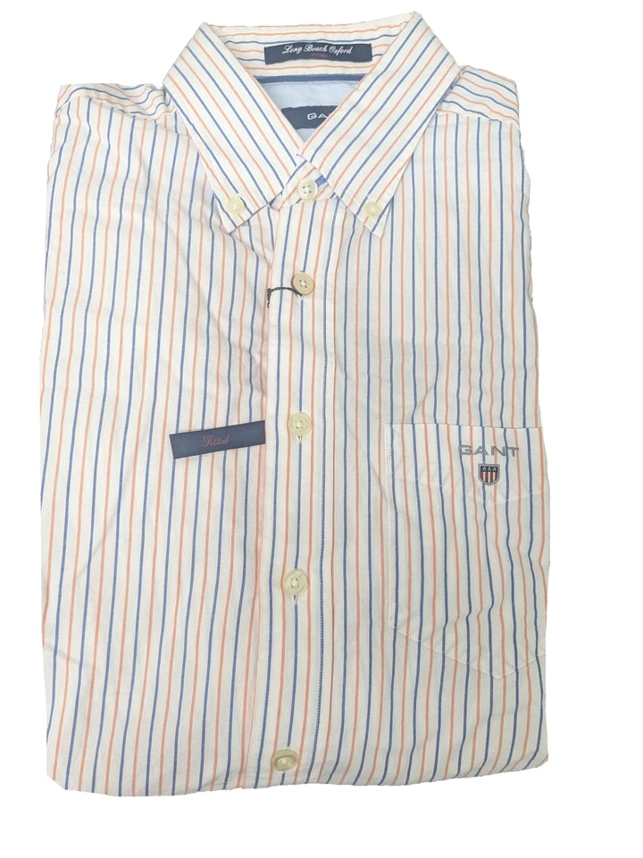 Camisa De Rayas Oxford Naranja Ajustada GANT De Long Beach Island 308632 Talla M - Imagen 1 de 1