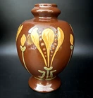 RARE Roseville Crocus Brown Yellow Green Vase Antique 1904 6.5" AS IS READ