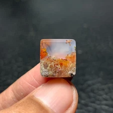 Tiny Scenic Moss Agate Cabochon 14x13x6mm High Quality 13 ct