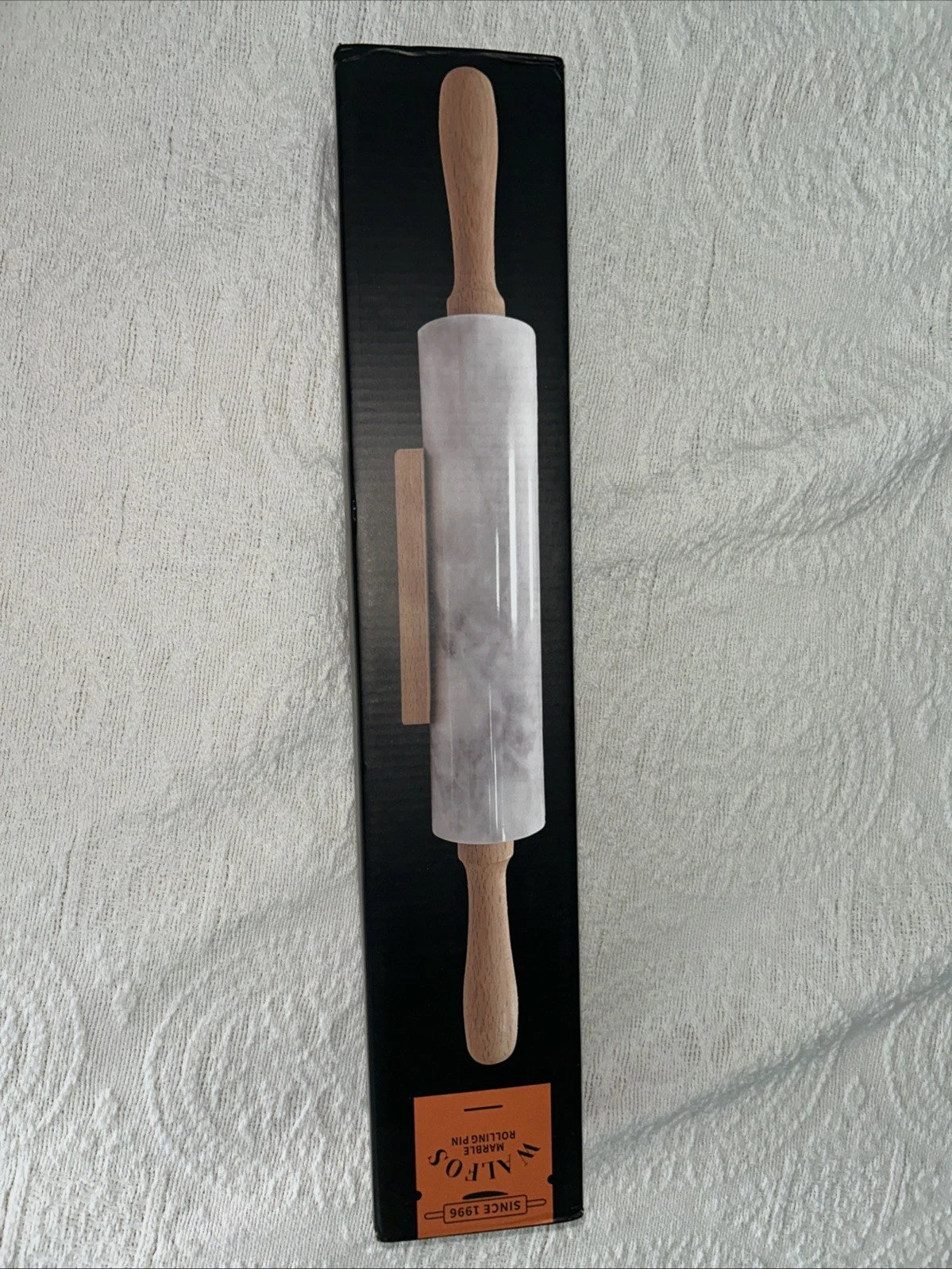 Walfos Marble Rolling Pin With Wooden Handles