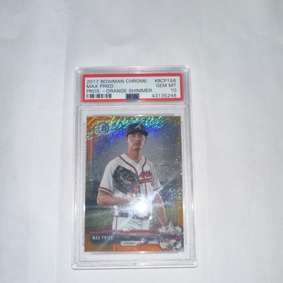 #ad 2017 Bowman Chrome Max Fried Atlanta Braves #BCP156 Orange Shimmer 25 PSA 10 $150.00