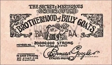 BROTHERHOOD OF BILLY GOATS MEMBERSHIP CARD - VINTAGE REPRINT