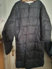 Leichter schwarzer Steppmantel mit Schal XL/XXL Neu