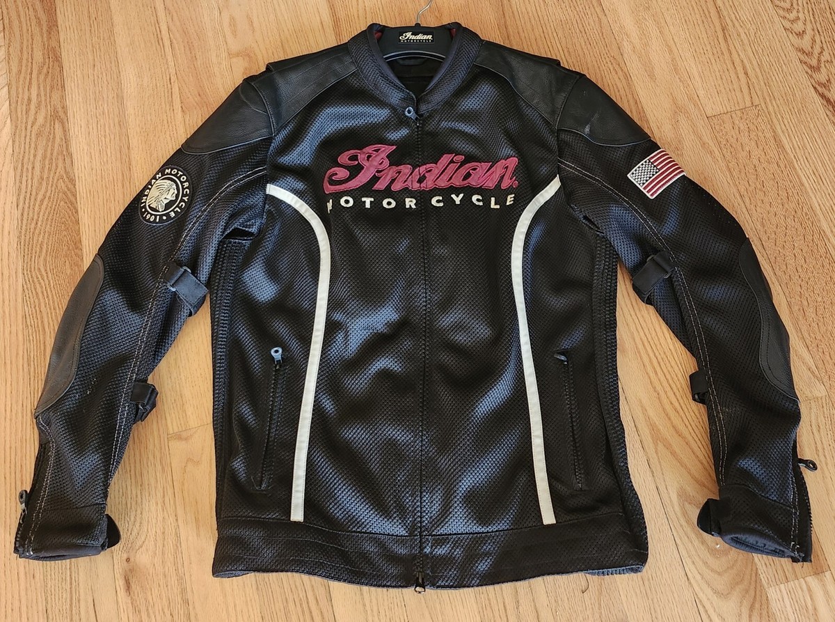 womens XL Leather and Mesh Indian motorcycle jacket ,No Liner Lots of Air  Flow