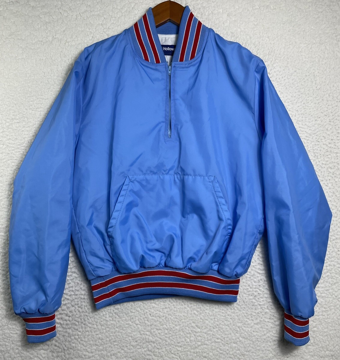 Vintage 80s Holloway Made In USA Light Blue Satin Varsity Vintage 80s Holloway Made In USA Light Blue Satin Varsity