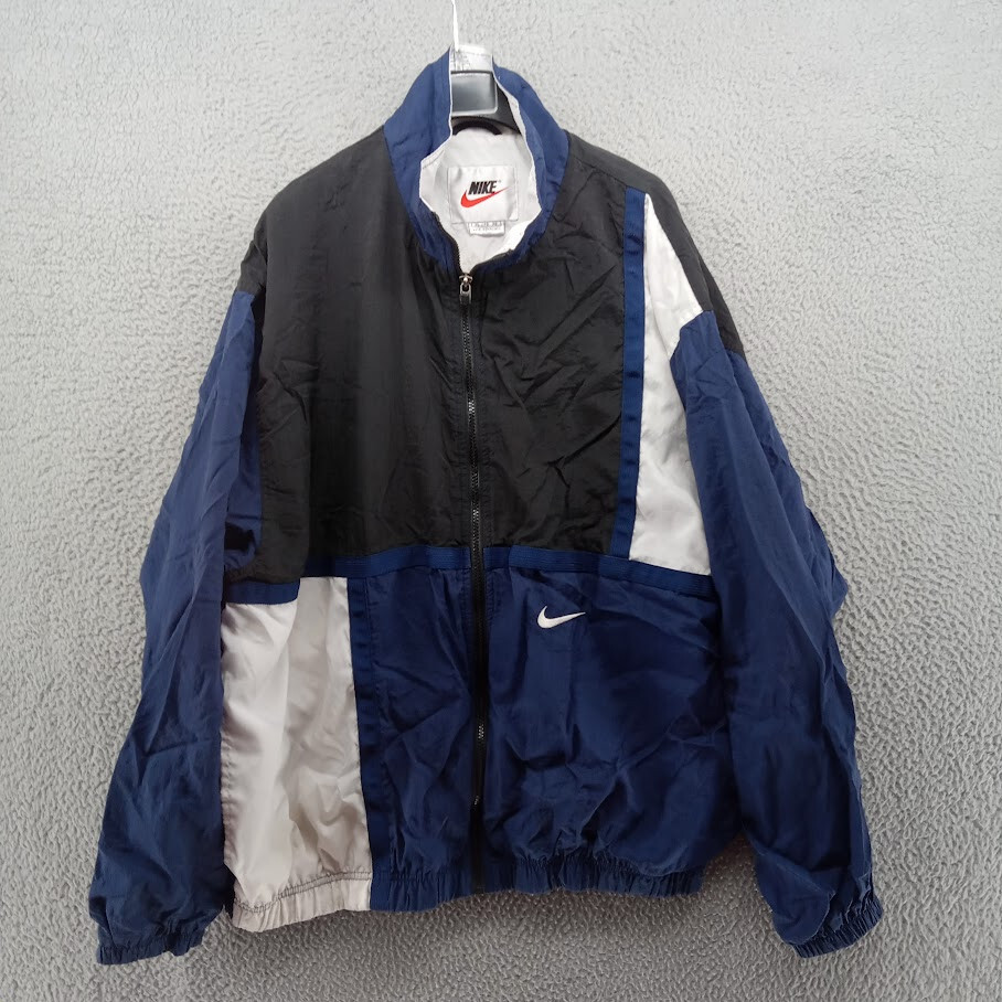 SACAI X NIKE Giacca Nike Vintage Uomo XL Blu Nero Bianco Blocco Colore Track Warmup Full Zip
