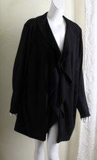 Nwt Cj Banks Sz 3x Black Stretch Lined 33"l Chic Collar Front Long Jacket Coat